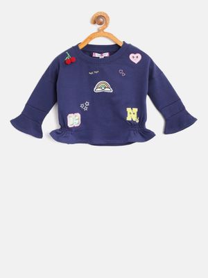 Nautinati Sweatshirts : Buy Nautinati Girls Navy Blue Applique ...