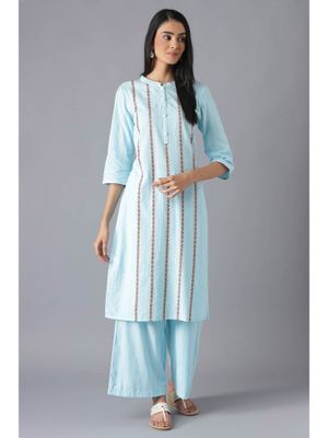 Aurelia Blue Ethnic Festive Kurta and Palazzo (Set of 2)