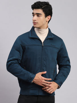 Buy Monte Carlo Teal Solid Spread Collar Jacket online