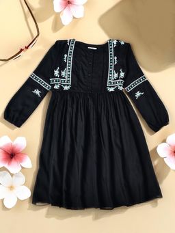 Bella Moda - Black Embroidered Dress
