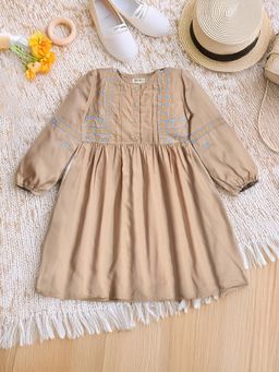 Bella Moda - Brown Embroidered Dress