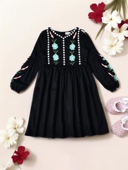 Bella Moda - Navy Blue Embroidered Dress