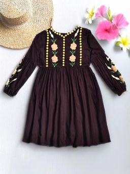 Bella Moda - Wine Embroidered Dress