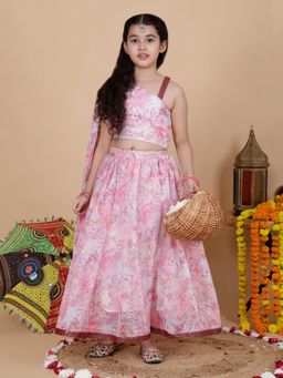 Cutiediva - Pink Floral Top and Skirt (Set of 2)