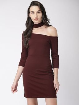 Twenty Dresses by Nykaa Fashion - Maroon At The Edge Of Style Dress