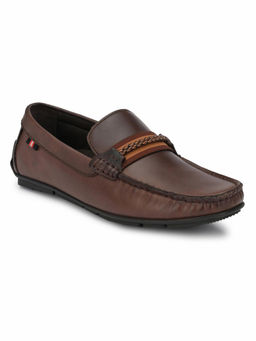 Hitz - Men's Brown Leather Slip-On Casual Loafer Shoes