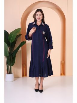GAGAN VOHRA - Womens Embroidered Navy Blue Dress