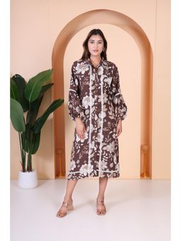 GAGAN VOHRA - Womens Floral Brown Dress