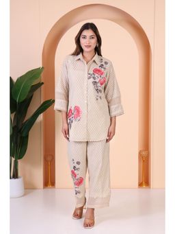 GAGAN VOHRA - Womens Floral Beige Co-Ord Set