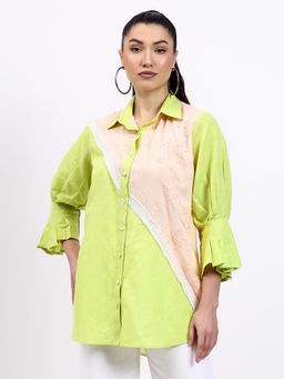 GAGAN VOHRA - Womens Embroidered Green Shirt