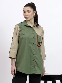 GAGAN VOHRA - Womens Colorblock Olive Shirt