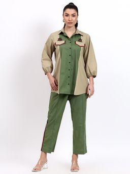 GAGAN VOHRA - Womens Embroidered Olive Co-Ord Set