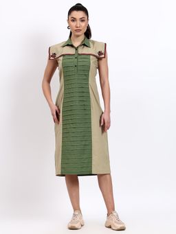 GAGAN VOHRA - Womens Colorblock Olive Dress