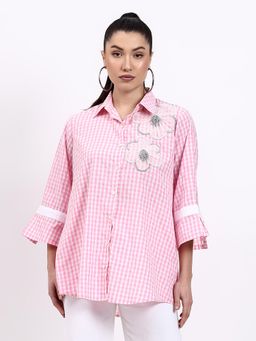 GAGAN VOHRA - Womens Checks Pink Shirt
