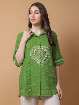 GAGAN VOHRA - Womens Embroidered Green Shirt