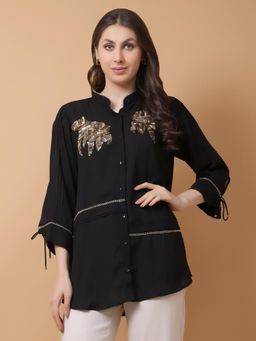 GAGAN VOHRA - Womens Embroidered Black Shirt