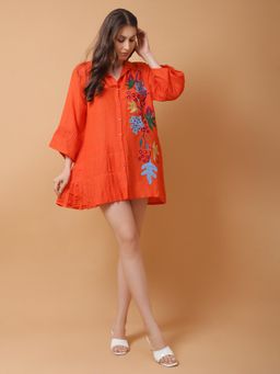 GAGAN VOHRA - Womens Embroidered Orange Dress