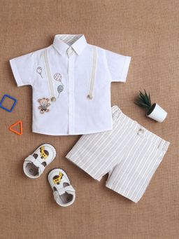 Mee Mee - Boy Cotton White Teddy Printed Co-Ord Set