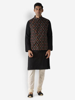 KISAH - Men Black Kurta Jacket (Set of 3)