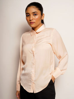 Zink London - Womens Peach Solid Basic Shirt