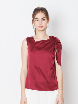 Zink London - Womens Red Solid Basic Top