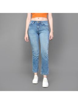 Xpose - Women Light Blue Comfort Straight Fit High-Rise Stretchable Rugged Denim Jeans