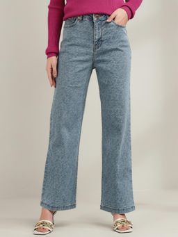 Xpose - Women Jacquard Comfort Super High-Rise Straight Fit Stretchable Jeans