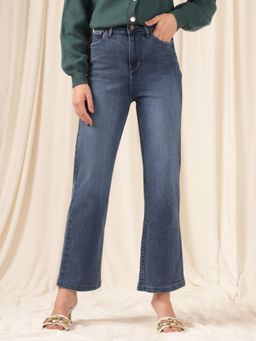 Xpose - Women Navy Blue Comfort Super High-Rise Straight Fit Stretchable Jeans