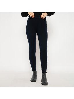 Madame - Skinny Fit Solid Navy Blue Jeggings for Women