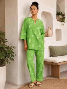 Noite Luxe - Green Avocado Bliss Kurti with Pajama