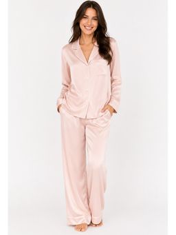 Noite Luxe - Pink Brume Satin Full Shirt and Pajama