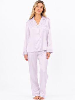 Noite Luxe - Lavender Wisteria Satin Full Shirt and Pajama