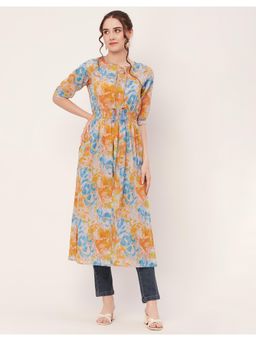 Moomaya - Printed Long Slit Cotton Long Casual