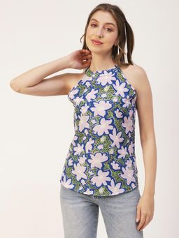 Moomaya - Women Multi-Color Printed Tank Styled Back Resort Wear Long Summer Top