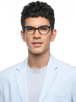 John Jacobs - by Lenskart Black Full Rim Cat Eye Rich Acetate Frame JJ E10231-C6