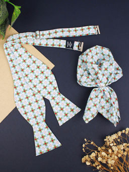 PELUCHE - Blue Open Bow Tie and Pocket Square Set