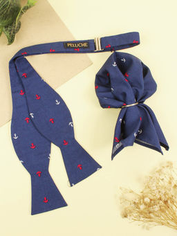 PELUCHE - Blue Open Bow Tie and Pocket Square Set
