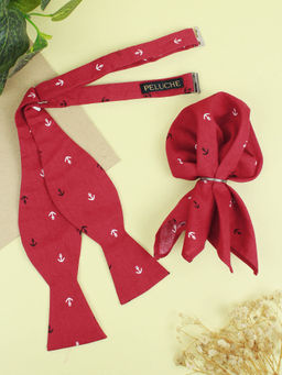 PELUCHE - Red Open Bow Tie and Pocket Square Set