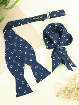 PELUCHE - Blue Open Bow Tie and Pocket Square Set