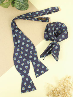 PELUCHE - Purple Open Bow Tie and Pocket Square Set