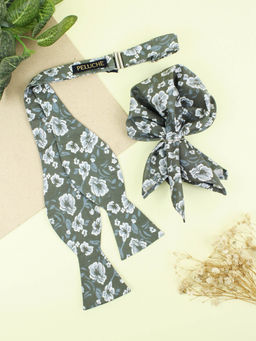 PELUCHE - Green Open Bow Tie and Pocket Square Set