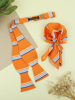 PELUCHE - Orange Open Bow Tie and Pocket Square Set