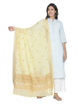 Shingora - Yellow Ethnic Design Cotton Silk Dupatta