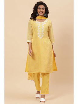 Biba - Yellow Relaxed Suit (set Of 3)