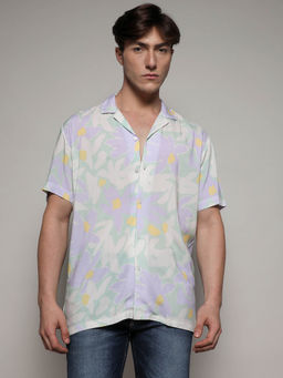 Campus Sutra - Mens Pastel Flora Multi-Color Shirt