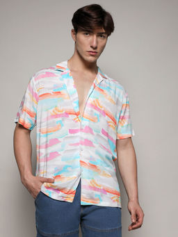 Campus Sutra - Mens Water Strokes Multi-Color Shirt