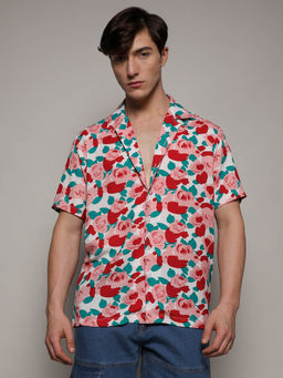 Campus Sutra - Mens Rose Foliage Multi-Color Shirt