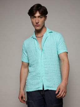 Campus Sutra - Mens Creased Blue Shirt