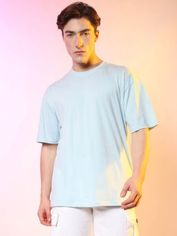 Campus Sutra - Mens Powder Blue Oversized Basic T-Shirt