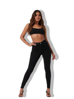 Off Duty India - Off Duty Super Skinny Black High Waist Denims